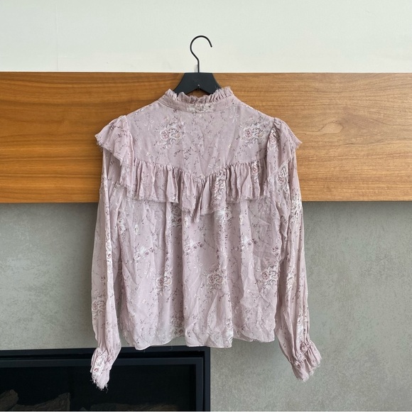LoveShackFancy floral silk ruffle top, Size S - Picture 9 of 10